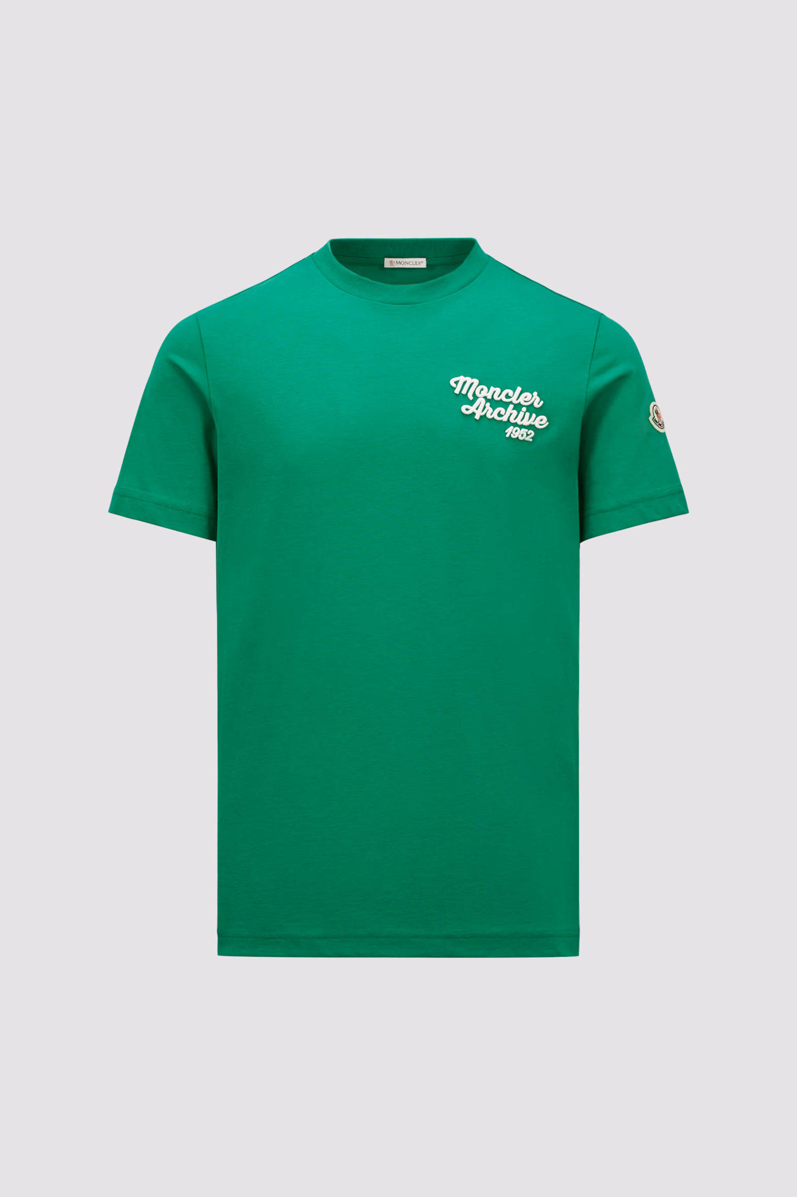 Embroidered Logo Cotton T-Shirt Men Bright Green Moncler 2